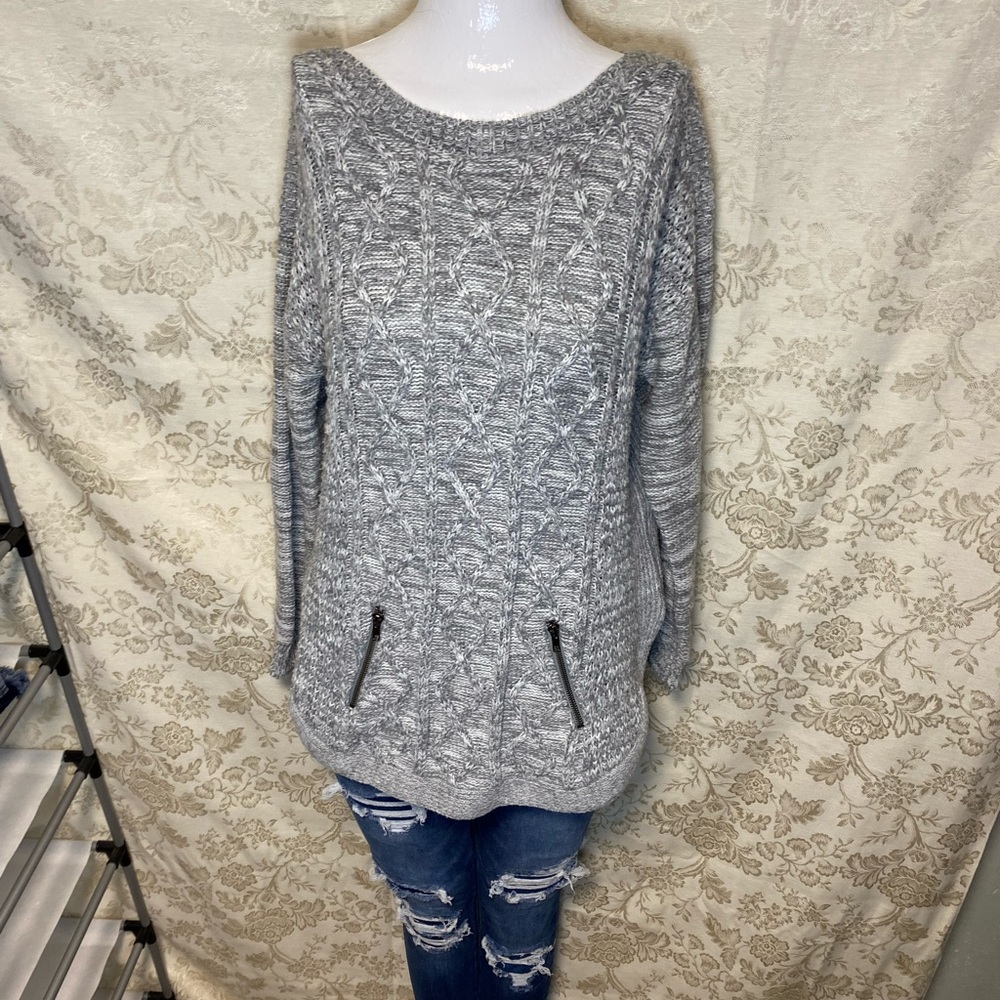 It's Our Time Gray Cable Knit Sweater